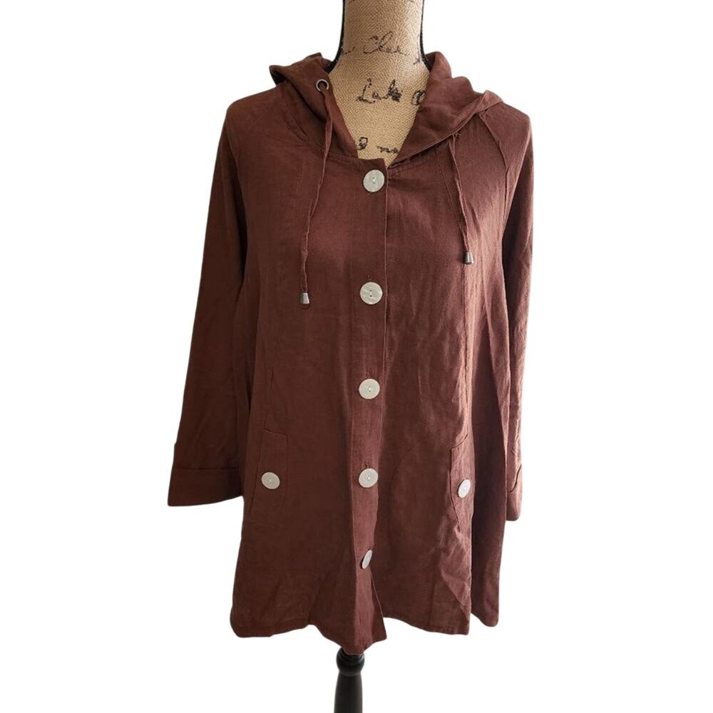 Jones new York linen blend hooded lightweight Lagenlook jacket plus size 3X new!